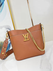 LOCK AND WALK 20 IN COGNAC GRAINED CALFSKIN GOLD HARDWARE