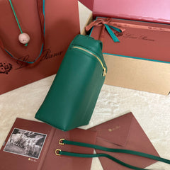 EXTRA POCKET BACKPACK L23.5 IN TEAL GREEN CALFSKIN WITH GOLD HARDWARE