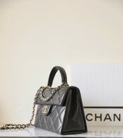CHANEL 25S FLAP BAG 21 CM IN BLACK LAMBSKIN WITH GOLD HARDWARE