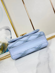 GO-14 MM 23 IN LIGHT BLUE GRAY QUILTED LAMBSKIN GOLD HARDWARE