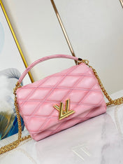 GO-14 MM 23 IN FRAMBOISE QUILTED LAMBSKIN GOLD HARDWARE