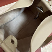 MEDIUM 36 BAG IN KHAKI BROWN CALFSKIN WITH SILVER HARDWARE