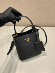 MINI BUCKET BAG 18 IN BLACK SAFFIANO LEATHER