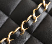CHANEL 25S TOTE 30 CM IN BLACK LAMBSKIN WITH GOLD HARDWARE
