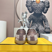 FENDI FLIGHT SNEAKER IN UMBER BROWN SUEDE AND LAMBSKIN