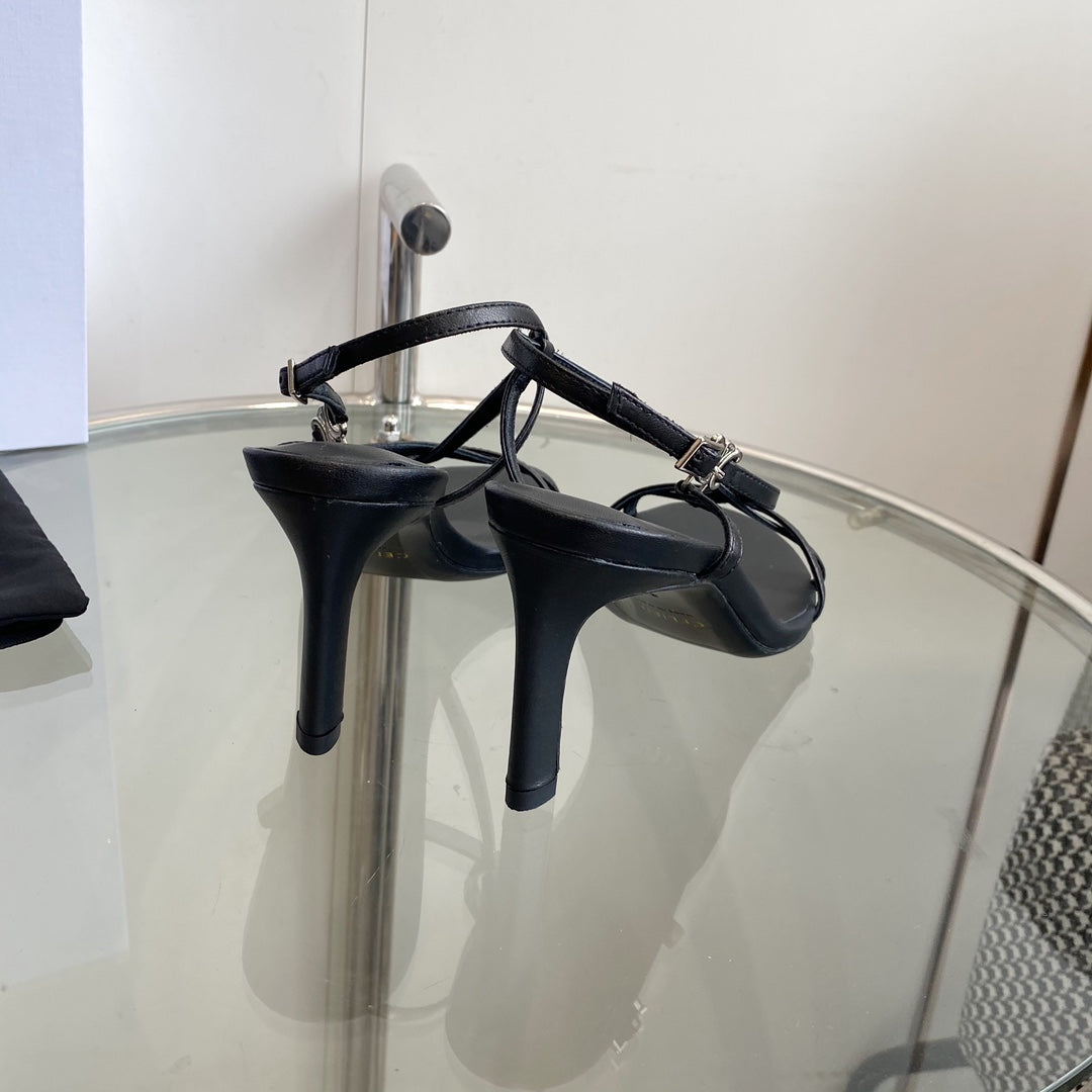 HIGH HEEL SANDAL 65MM IN BLACK CALFSKIN