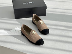 LOAFERS IN TAN BROWN  MIX BLACK SUEDE