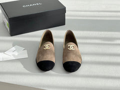 LOAFERS IN TAN BROWN  MIX BLACK SUEDE