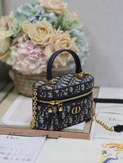 CARO 16 MINI VANITY CASE IN BLUE MONOGRAM OBLIQUE JACQUARD FABRIC