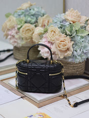 CARO 16 MINI VANITY CASE IN BLACK MACROCANNAGE LAMBSKIN