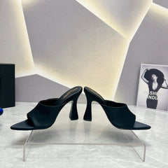 SL GOLDIE MULES BLACK SATIN