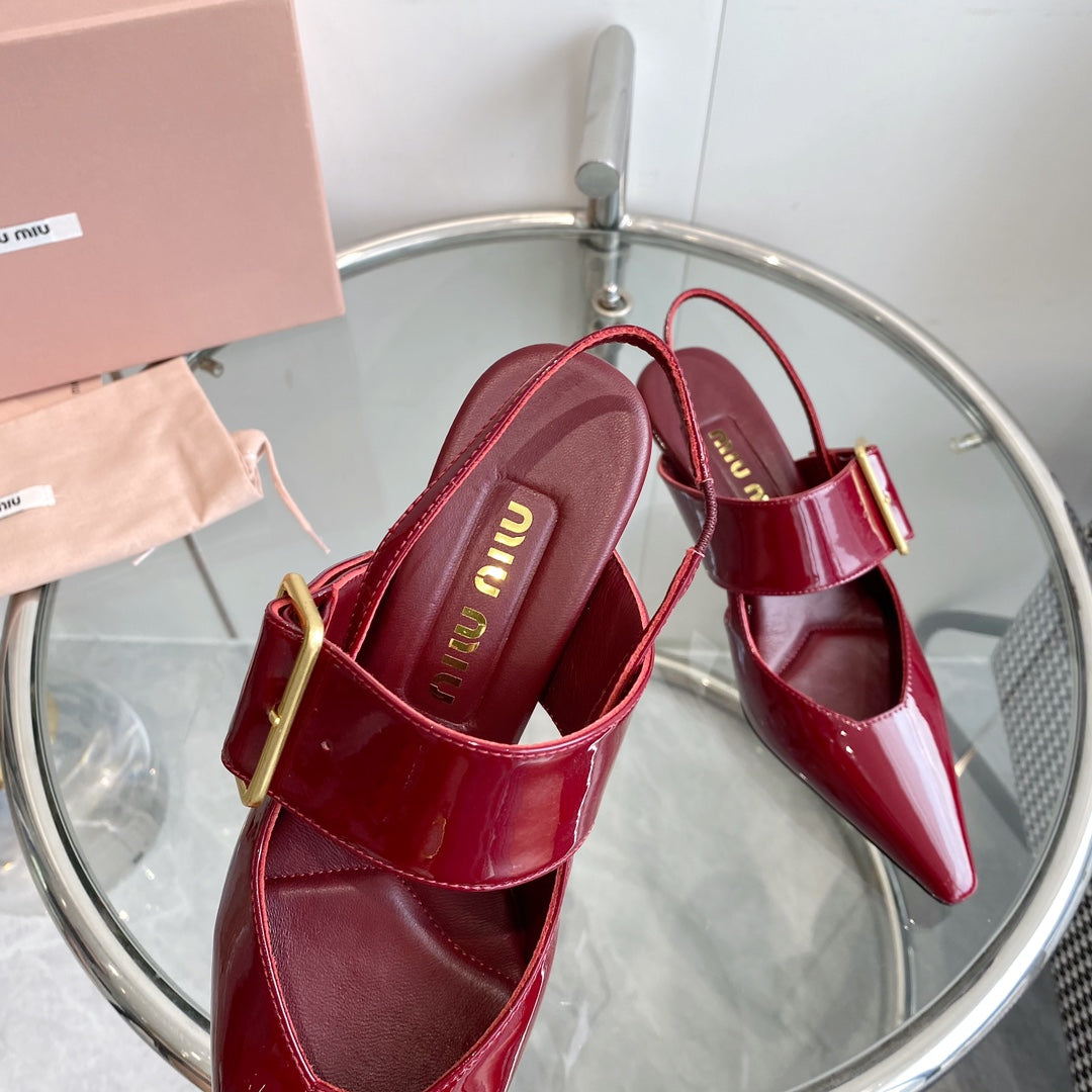 HIGH-SLINGBACK POINTED TOE SANDALS RUBY COWHIDE