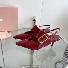 HIGH-SLINGBACK POINTED TOE SANDALS RUBY COWHIDE