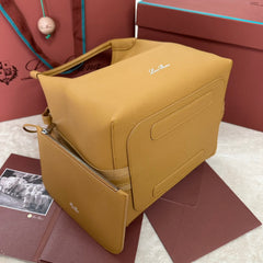 LARGE 36 BALE BAG IN MUSTARD YELLOW GRAINED CALFSKIN