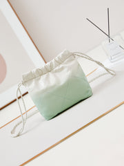 CC MINI 20 HOBO BAG IN WHITE MIX LIGHT GREEN CALFSKIN