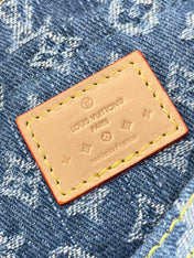 SUNSET 27 IN BLUE MONOGRAM DENIM GOLD BUCKLE