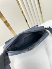 TRIO MESSENGER 25 IN PRUSSIAN BLUE MONOGRAM SHADOW CALFSKIN