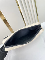 TRIO MESSENGER 25 IN CREAM BLUE MONOGRAM SHADOW CALFSKIN