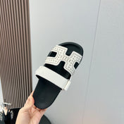 CHYPRE SANDAL WHITE MIX BLACK CALFSKIN STYLIZED