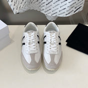 JOGGER LOW LACE-UP SNEAKER IN CALFSKIN & SUEDE CALFSKIN OPTIC WHITE/GREY/BLACK