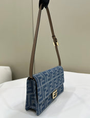 BAGUETTE MINI 21 BAG IN CERULEAN BLUE MONOGRAM DENIM WITH GOLD HARDWARE