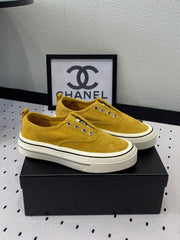 LACELESS SNEAKERS PLATFORM IN AMBER YELLOW CANVAS