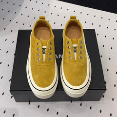 LACELESS SNEAKERS PLATFORM IN AMBER YELLOW CANVAS
