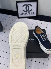 LACELESS SNEAKERS PLATFORM IN DENIM BLUE CANVAS