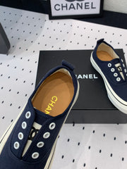 LACELESS SNEAKERS PLATFORM IN DENIM BLUE CANVAS