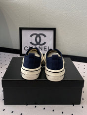 LACELESS SNEAKERS PLATFORM IN DENIM BLUE CANVAS