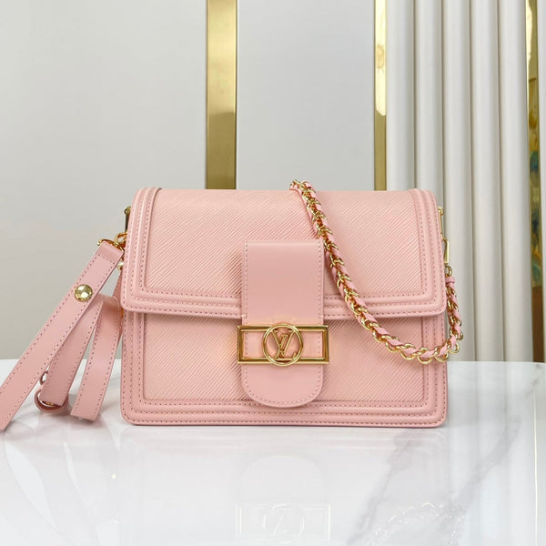 DAUPHINE MM 25 IN LIGHT PINK EPI GRAINED CALFSKIN GOLD HARDWARE