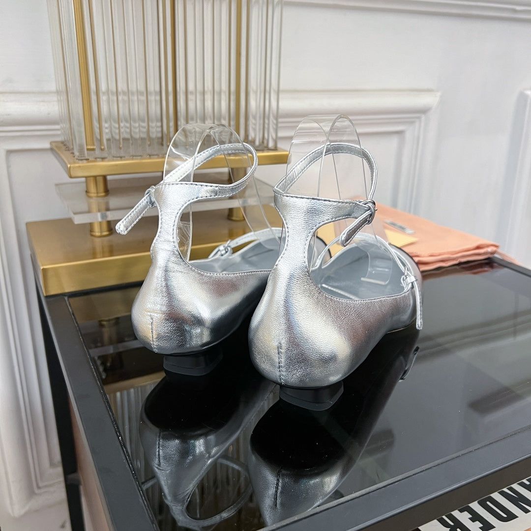 Sandal Ballets Silver Sheepskin