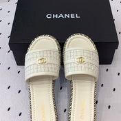 Double CC Women White Slippers Calfskin
