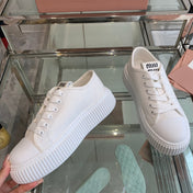 Sneakers High Sole White Canvas