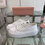Sneakers High Sole White Canvas