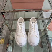 Sneakers High Sole White Canvas