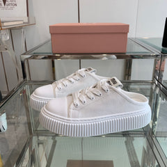 Mule Shoes White Canvas