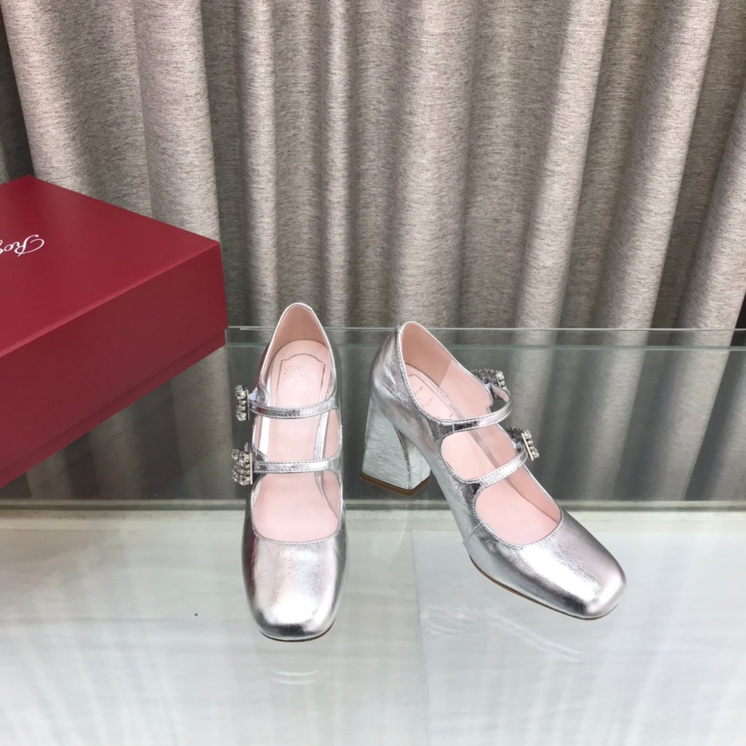 LP ROGER VIVIER SANDAL SILVER LEATHER