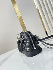 NANO ALMA 18 IN BLACK QUILTED LAMBSKIN GOLD AND SILVER HARDWARE
