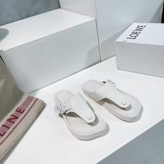 LW THONG SANDALS WHITE CALFSKIN