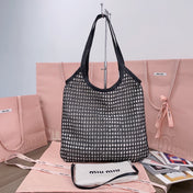 IVY TOTE BAG 40 IN BLACK MIX WHITE MESH