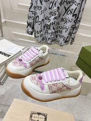 GG SCREENER 50 SNEAKER WHITE AND PURPLE CALFSKIN