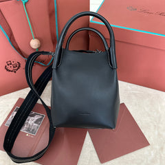 SMALL 21 BALE BAG IN FULL BLACK GRAINED CALFSKIN WITH GOLD HARDWARE