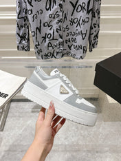 PRA DOWNTOWN BOLD SNEAKERS WHITE AND LIGHT GRAY CALFSKIN