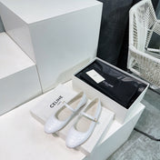 BALLET FLAT IN WHITE EMBOSSED CALFSKIN
