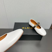 ALAIA MARY JANE SHOES IN WHITE LAMBSKIN SILVER HARDWARE