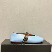 ALAIA MARY JANE SHOES IN LIGHT BLUE LAMBSKIN SILVER HARDWARE