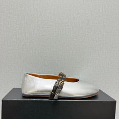 ALAIA MARY JANE SHOES IN SILVER LAMBSKIN SILVER HARDWARE