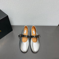 ALAIA MARY JANE SHOES IN SILVER LAMBSKIN SILVER HARDWARE