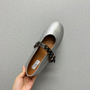 ALAIA MARY JANE SHOES IN SILVER LAMBSKIN SILVER HARDWARE